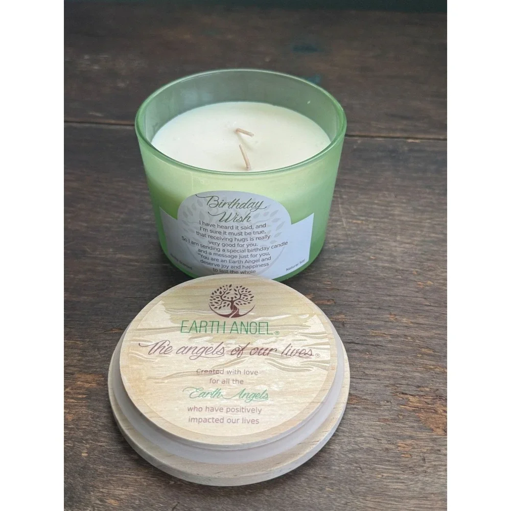 Earth Angel Birthday Wish Soy Candle Vanilla Scented Double Wick
